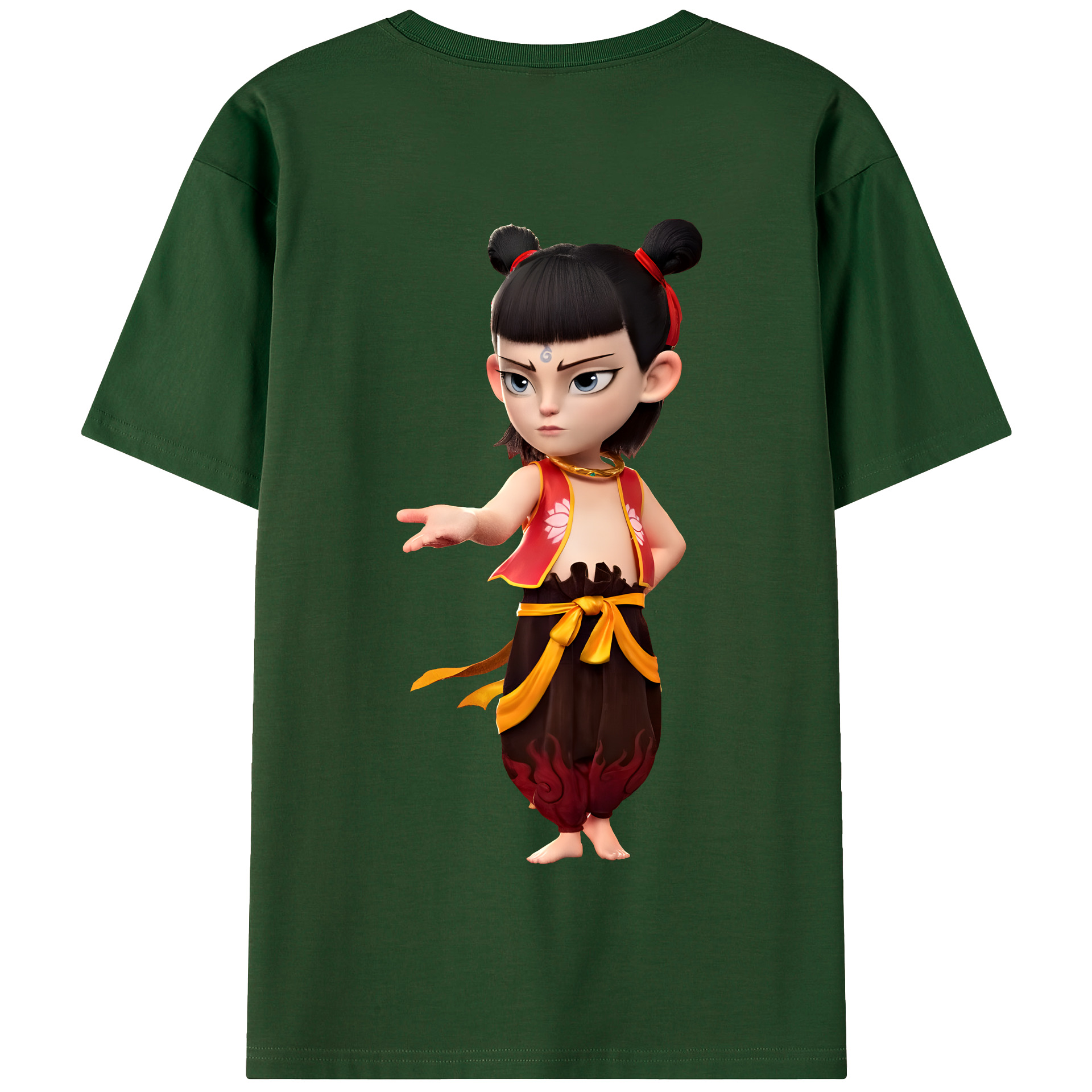 （画像用） Ne Zha 2 ナタ 魔童の大暴れ 綿100％半袖Tシャツ（背面プリント）